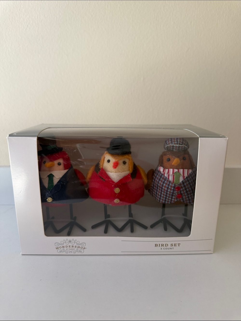 Wondershop Plush Bird Trio - Red, Navy & Brown Dress-Up Birds